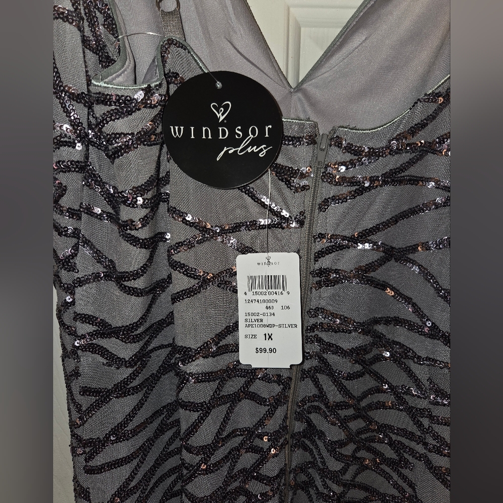 Windsor Plus Silver Sequin Dress - Picture 2 of 3